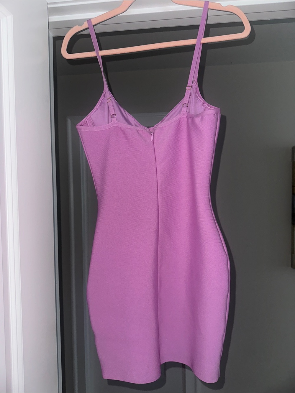 Lilac Bodycon Mini Dress with Embellished Hem - Picture 3 of 4
